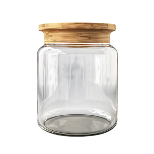 Herour  Borosilicate Glass Food Storage Jar with Airtight Bamboo Lid - Eco-Friendly Kitchen Pantry Container